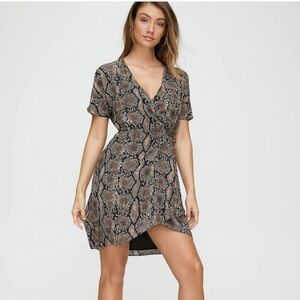 Aritzia Babaton Wallace snake print wrap dress